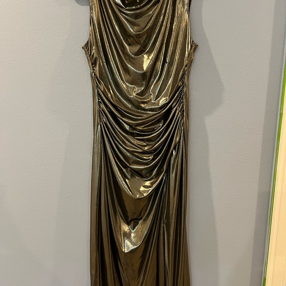 Vince Camuto - Metallic Silvery Gold Draped Dress - Size 12